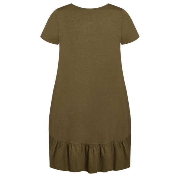 ZIM & ZOE 16-32W Olive Ella Ruffle Hi Lo Midi Maxi Dress (E34.10) - Picture 3 of 5